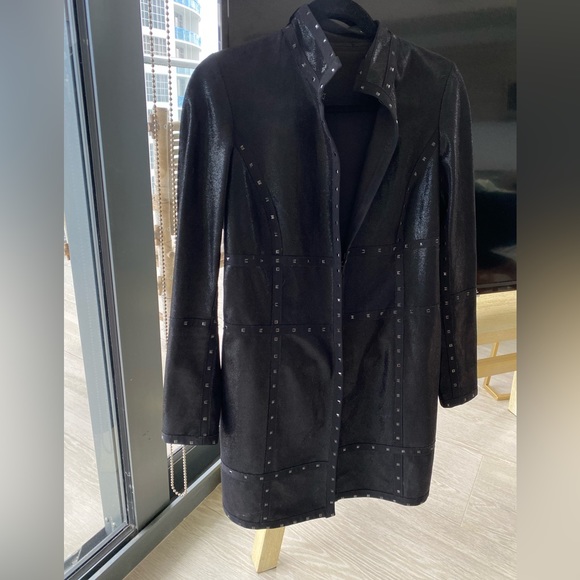 Black long duster jacket with studs. Size xs - Picture 3 of 3